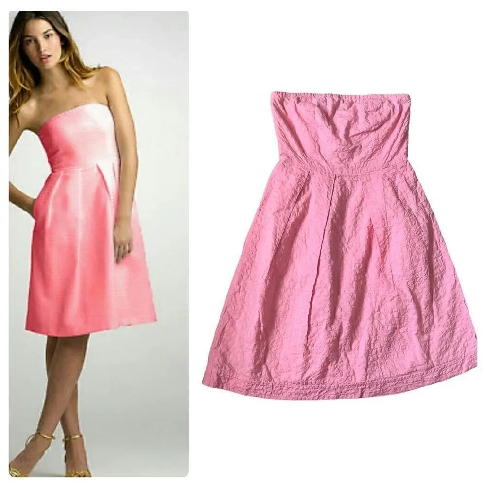 J. Crew Strapless Pink Dress with pockets Size 2